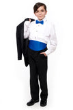 737-B White Laydown Collar Pleated Tuxedo Shirt - Boys