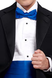 737-B White Laydown Collar Pleated Tuxedo Shirt - Boys