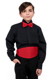 701-B - Black Wing Tip Collar Pleated Tuxedo Shirt- Boys