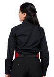 751L - Ladies Black Laydown Collar Non-Pleated Dress Shirt