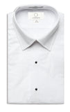 737L - White Lay-Down Collar Pleated Tuxedo Shirt - Ladies