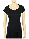 BRITNEY (Style #2208) - Heart Shaped Neck Cap Sleeve Blouse