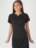 HARMONY (Style #2209) - High Scoop V-Notch Neck Short Sleeve Blouse