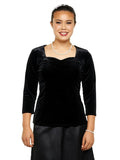 ADELE (Style #2210) Velvet Sweetheart Neck 3/4 Sleeve Blouse