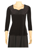 ADELE (Style #2210) Velvet Sweetheart Neck 3/4 Sleeve Blouse