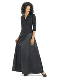 TATUM (Style #3123) - Satin Front Waistband Floor Length Skirt