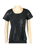 SUZY (Style #4001SEQ) - Scoop Neck Short Sleeve Sequin Blouse