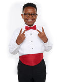 737-B White Laydown Collar Pleated Tuxedo Shirt - Boys