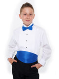 700B - White Wing Tip Collar Pleated Tuxedo Shirt - Boys