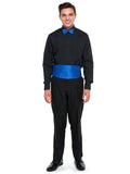 731 - Black Laydown Collar Pleated Tuxedo Shirt - Men's