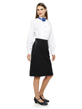 700L - White Wing Tip Collar Pleated Tuxedo Shirt - Ladies